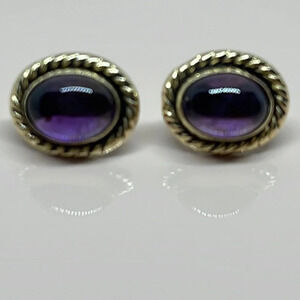 14k real‎ solid gold Amethyst stone earrings